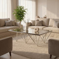 Allure Silver Stainless Steel Coffee Table with Six Pincer Legs