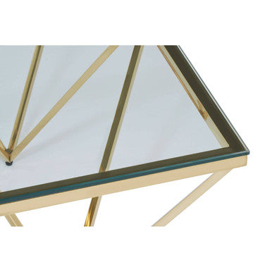 Allure Gold Stainless Steel Square Coffee Table with Four Pincer Legs