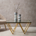 Allure Gold Stainless Steel Square Coffee Table with Four Pincer Legs
