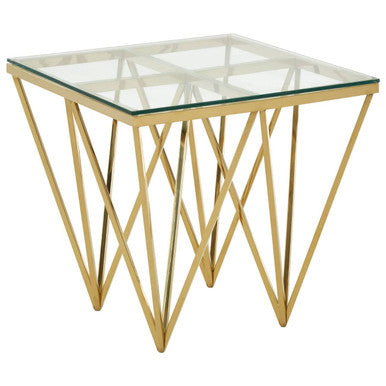 Allure Gold Stainless Steel End Table with Pincer Legs