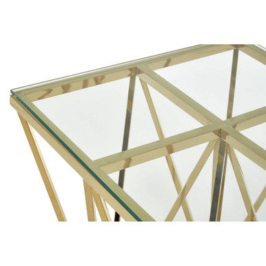 Allure Gold Stainless Steel End Table with Pincer Legs