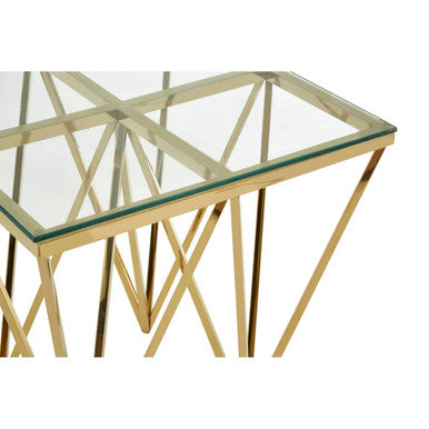 Allure Gold Stainless Steel End Table with Pincer Legs