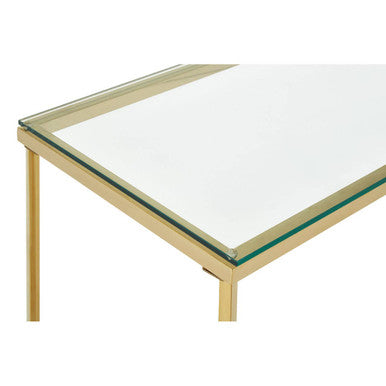 Cross Design Console Table with Clear Tempered Glass Top, Allure
