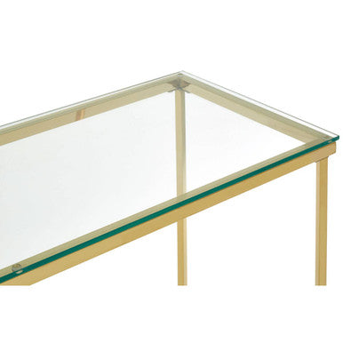 Cross Design Console Table with Clear Tempered Glass Top, Allure