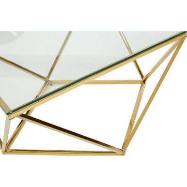 Allure Gold Stainless Steel Coffee Table with Twist Design