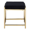 Allure Black Velvet Stool with Gold Finish Base