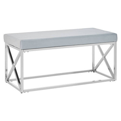 Allure Light Blue Velvet Bench with Smooth Finish