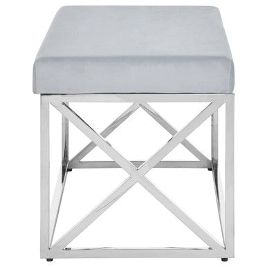 Allure Light Blue Velvet Bench with Smooth Finish