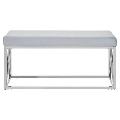 Allure Light Blue Velvet Bench with Smooth Finish
