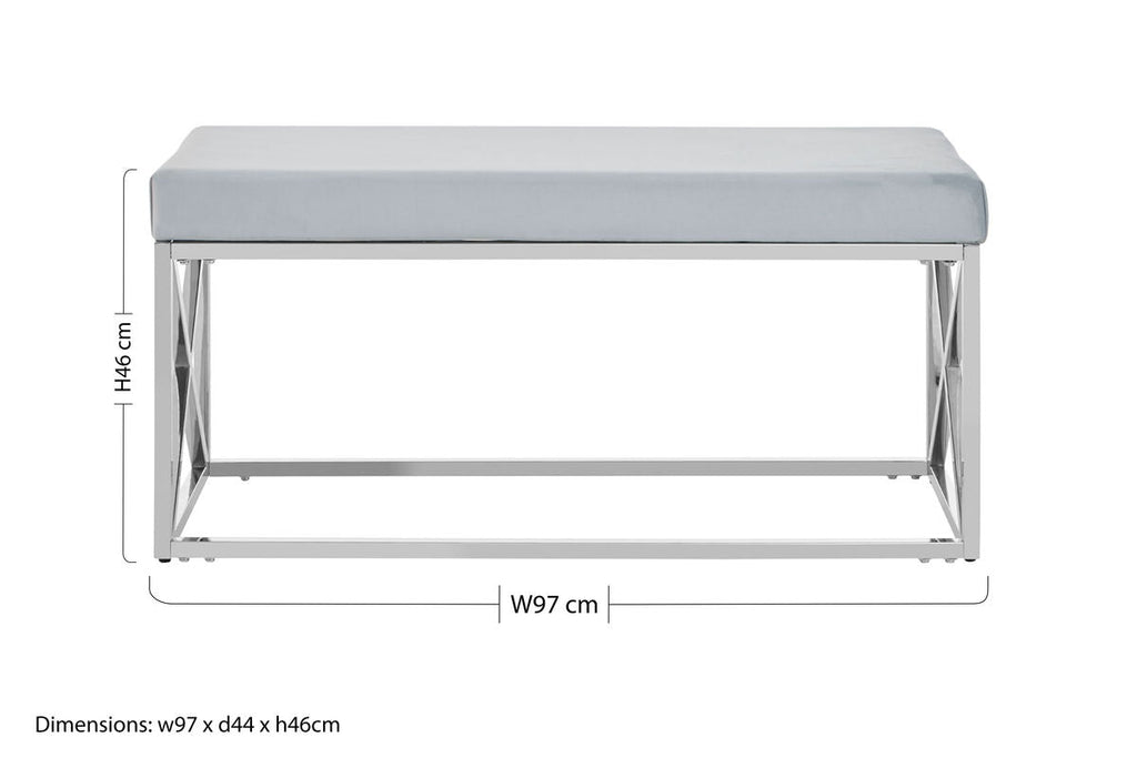 Allure Light Blue Velvet Bench with Smooth Finish