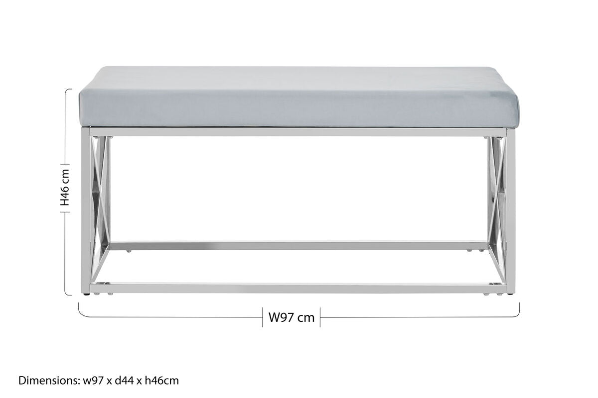 Allure Light Blue Velvet Bench with Smooth Finish