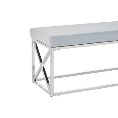 Allure Light Blue Velvet Bench with Smooth Finish