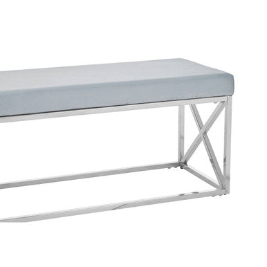Allure Light Blue Velvet Bench with Smooth Finish