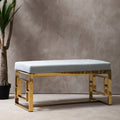 Allure Powder Grey Velvet Bench with Gold Stainless Steel Frame