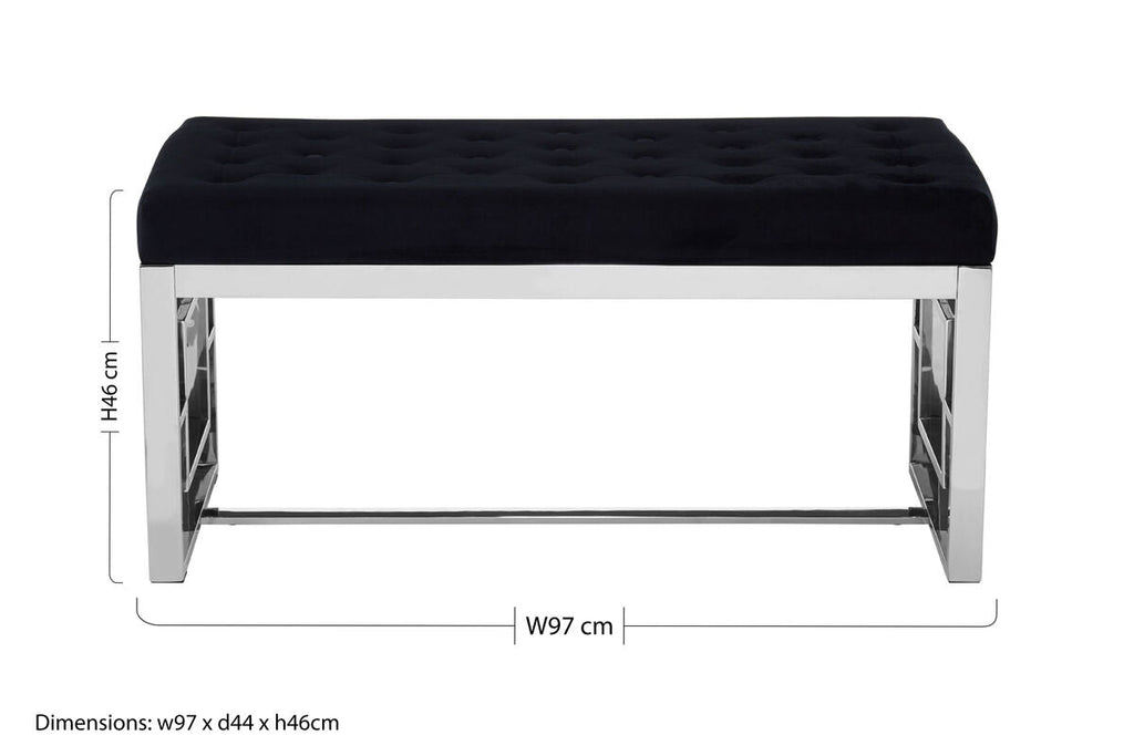 Allure Black Bench with Tufted Detail