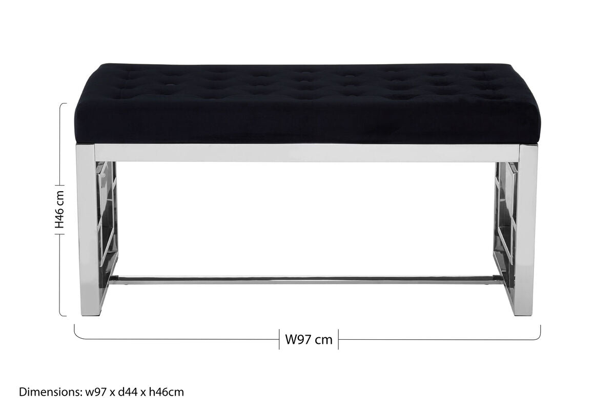 Allure Black Bench with Tufted Detail
