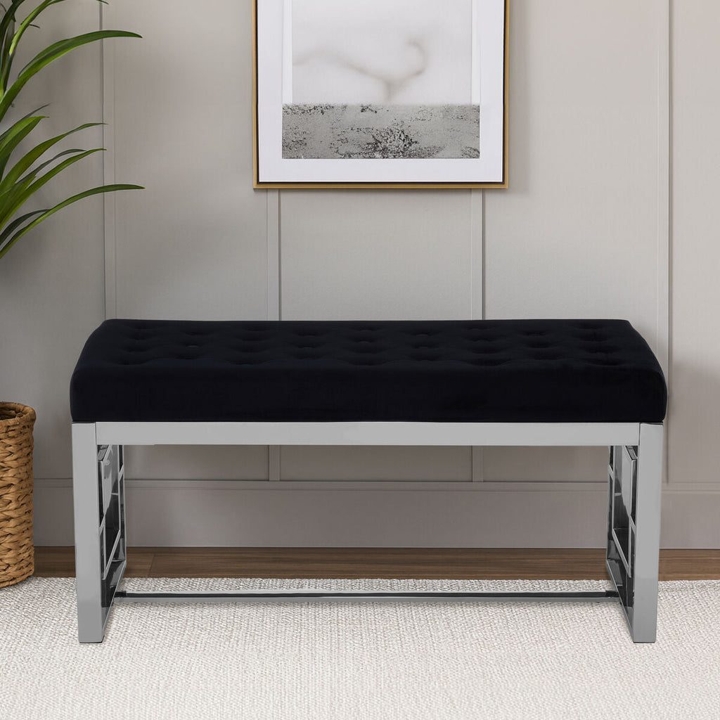 Allure Black Bench with Tufted Detail