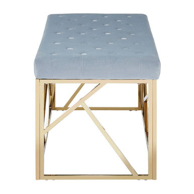 Allure Gold And Powder Blue Velvet Bench