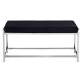 Allure Black Fabric Bench with Silver Metal Frame
