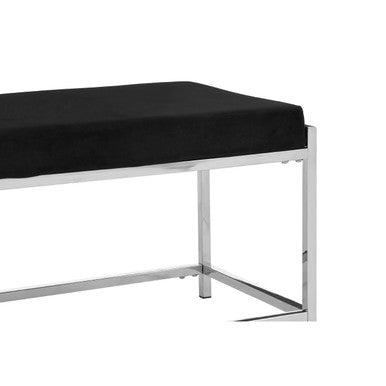 Allure Black Fabric Bench with Silver Metal Frame