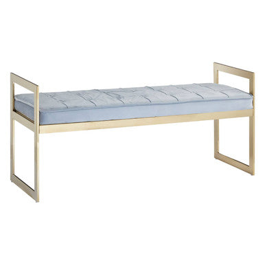 Allure Powder Blue and Gold Bench with Tufted Detail