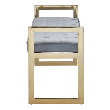 Allure Powder Blue and Gold Bench with Tufted Detail