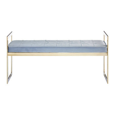 Allure Powder Blue and Gold Bench with Tufted Detail