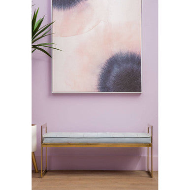 Allure Powder Blue and Gold Bench with Tufted Detail