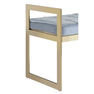 Allure Powder Blue and Gold Bench with Tufted Detail