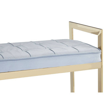 Allure Powder Blue and Gold Bench with Tufted Detail