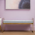 Allure Powder Blue and Gold Bench with Tufted Detail