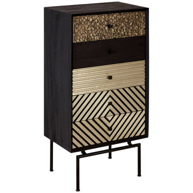 Boho Patterned Tall Chest of 5 Drawers