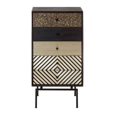 Boho Patterned Tall Chest of 5 Drawers