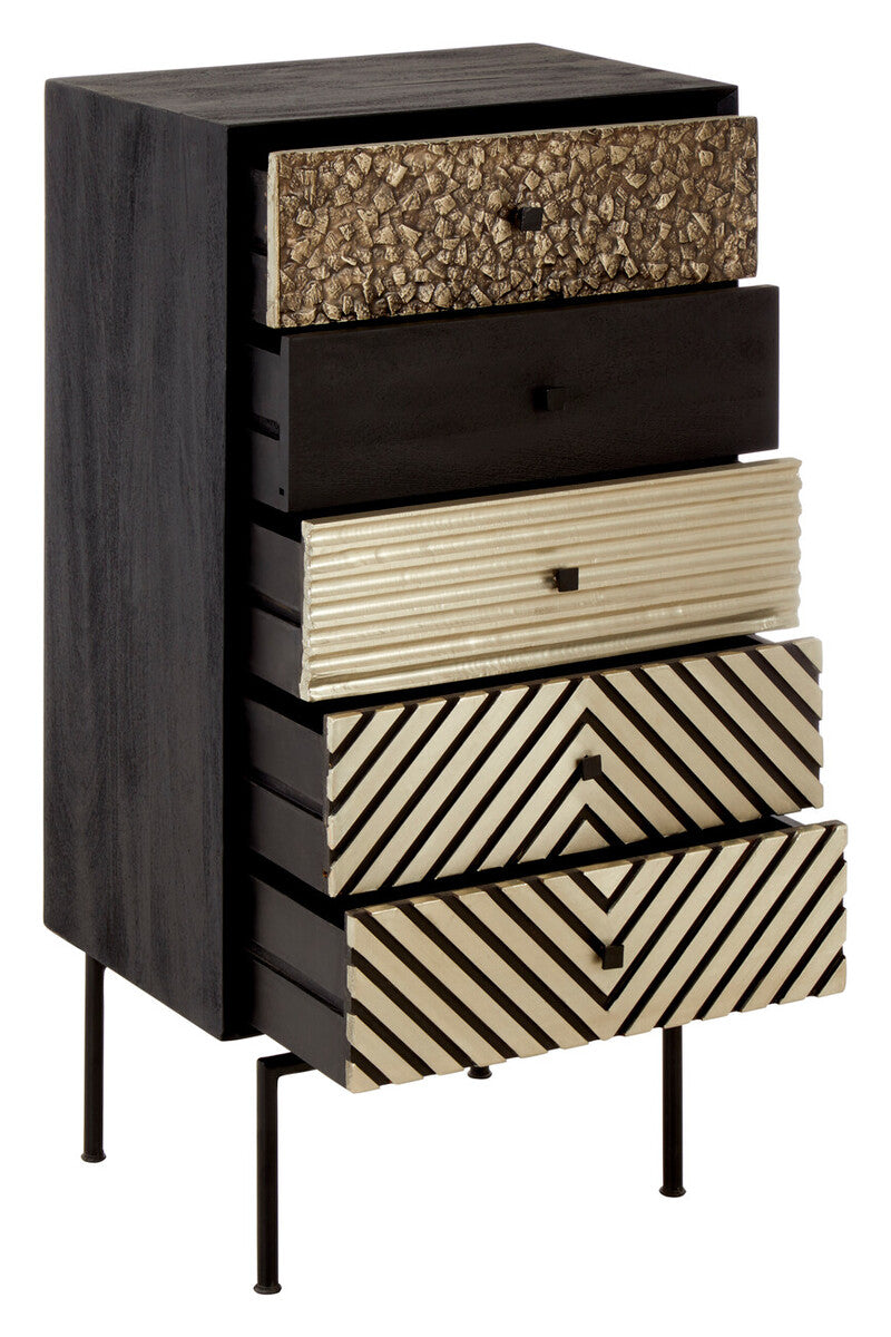 Boho Patterned Tall Chest of 5 Drawers