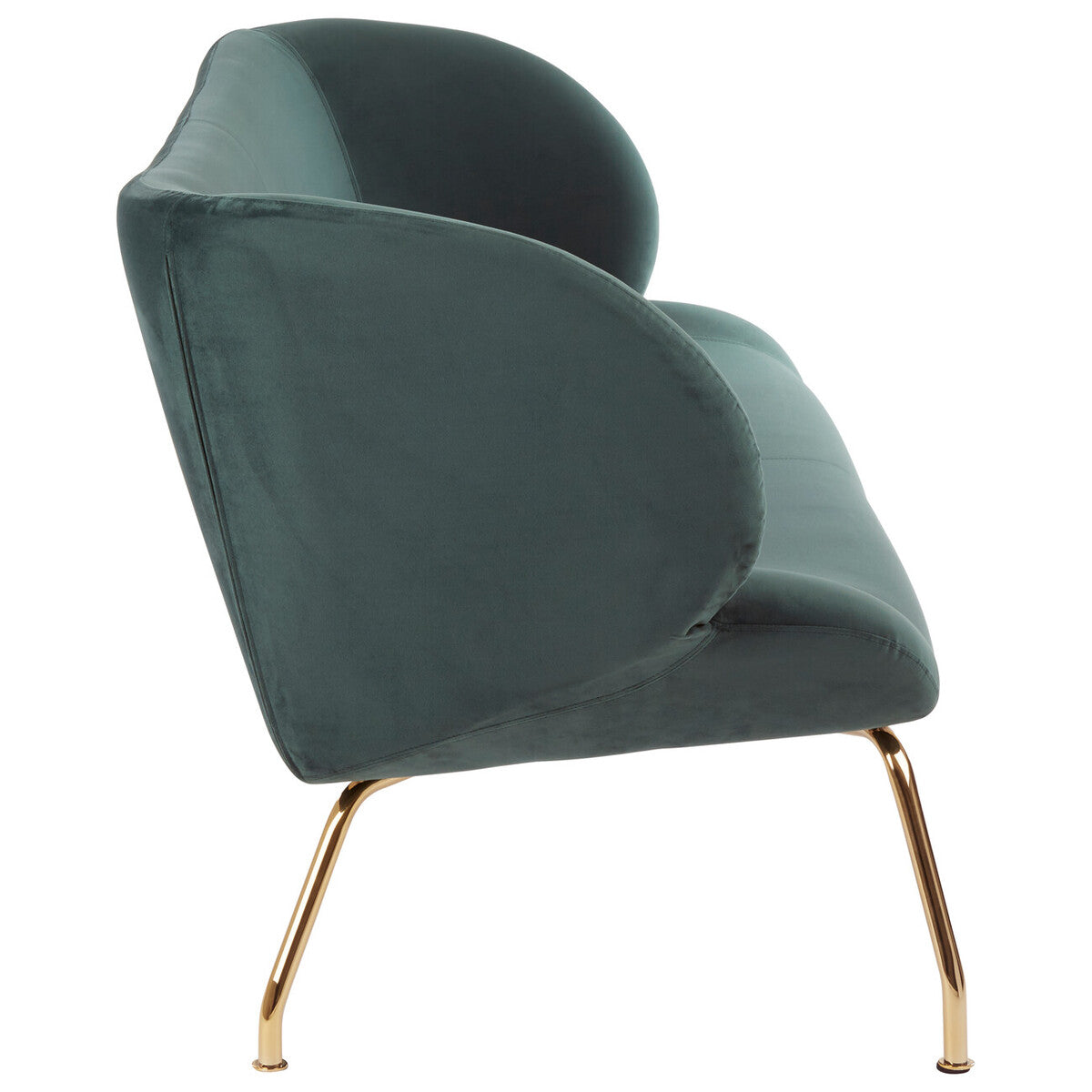 2 Seater Green Sofa with Curved Backrest, Kolding