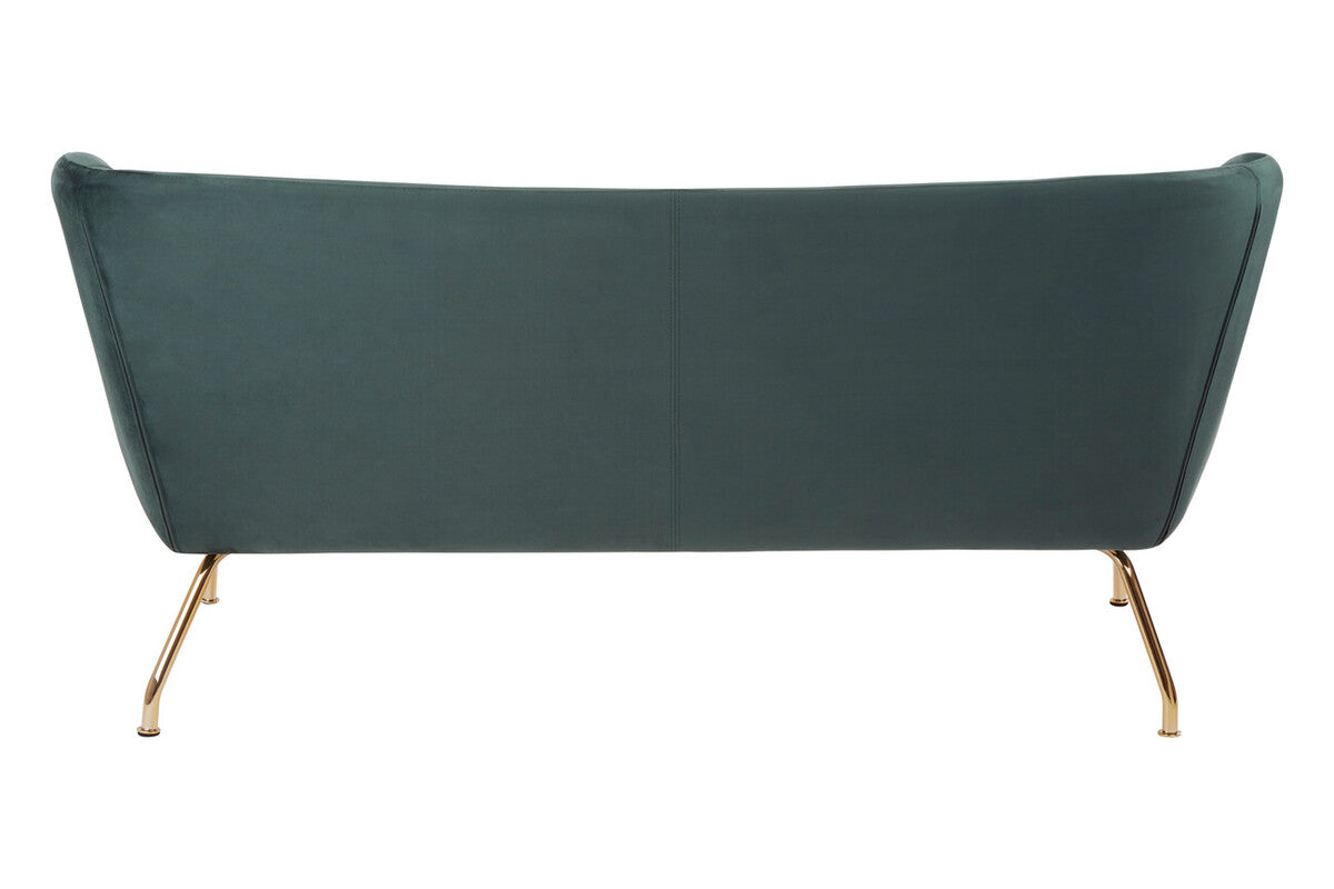 2 Seater Green Sofa with Curved Backrest, Kolding
