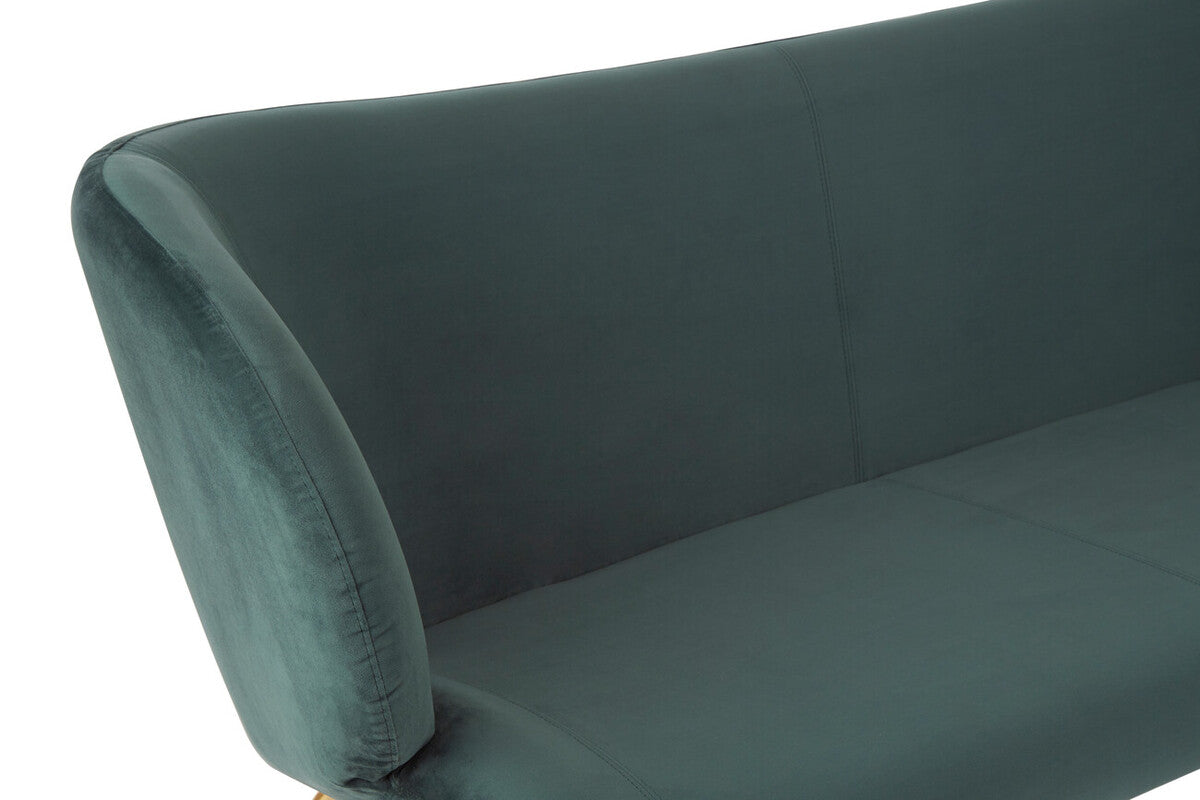 2 Seater Green Sofa with Curved Backrest, Kolding