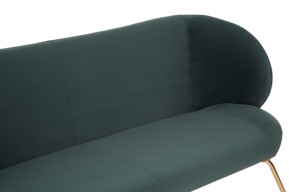 2 Seater Green Sofa with Curved Backrest, Kolding