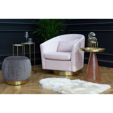 Amethyst Top Set of 2 Nesting Side Tables with Reflective Gold Finish Metal Frame, Vita