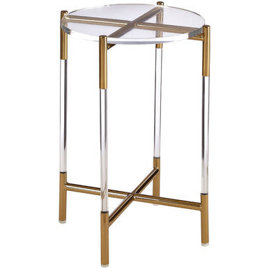 Gold Finish Side Table with Acrylic Accents, Miley
