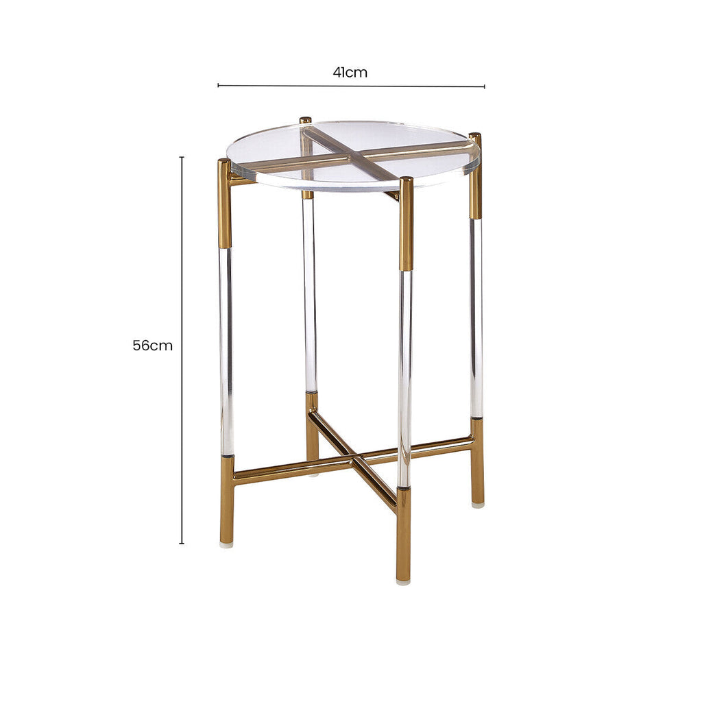 Gold Finish Side Table with Acrylic Accents | Miley