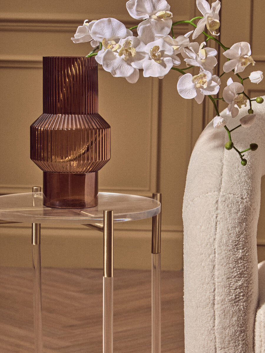 Gold Finish Side Table with Acrylic Accents, Miley