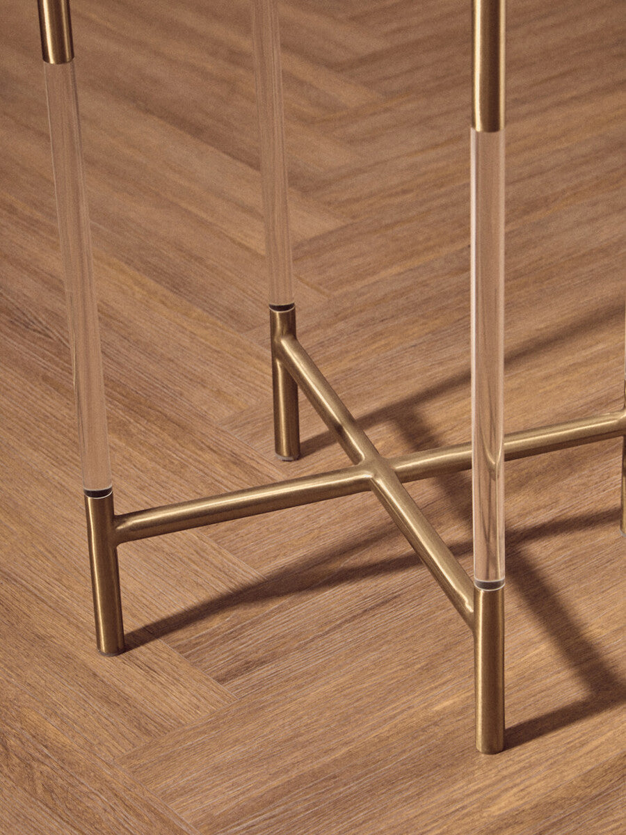 Gold Finish Side Table with Acrylic Accents, Miley