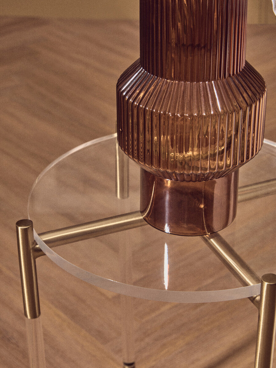 Gold Finish Side Table with Acrylic Accents, Miley