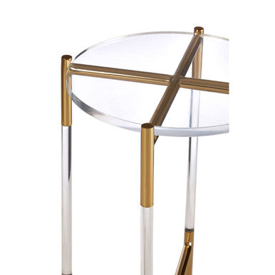 Gold Finish Side Table with Acrylic Accents, Miley