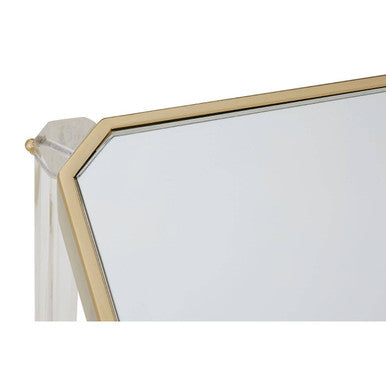 Clear Mirrored Top Side Table with Clear Acrylic Legs and Gold Finish Frame, Miley