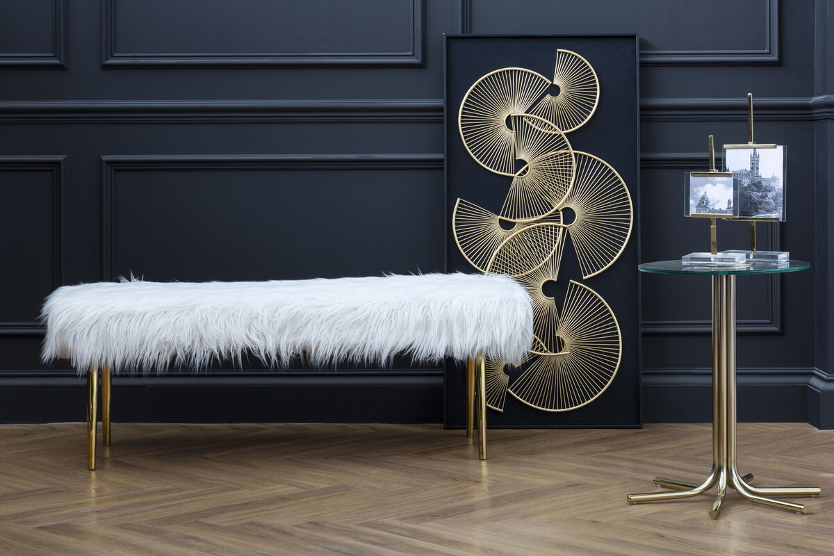 Clear Glass Top Side Table with Splayed Gold Finish Metal Base, Miley