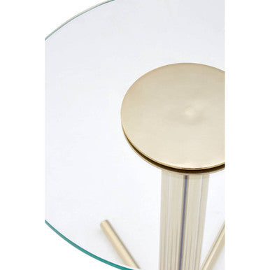 Clear Glass Top Side Table with Splayed Gold Finish Metal Base, Miley