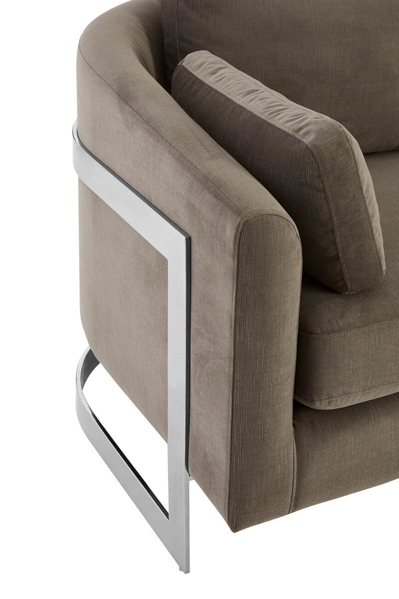 3 Seater Dark Grey Cotton Velvet Sofa, Freda