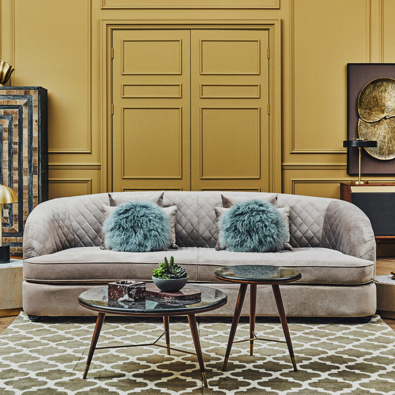 3 Seater Grey Cotton Velvet Sofa, Fiji